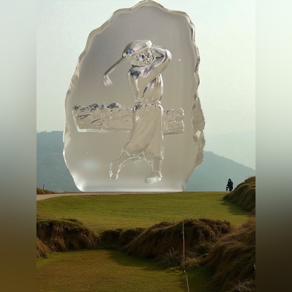 Vintage Hand made Czech Republic Glass Golfer Figurine